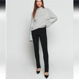 Reformation The Graham Black Slim High-Rise Pants.